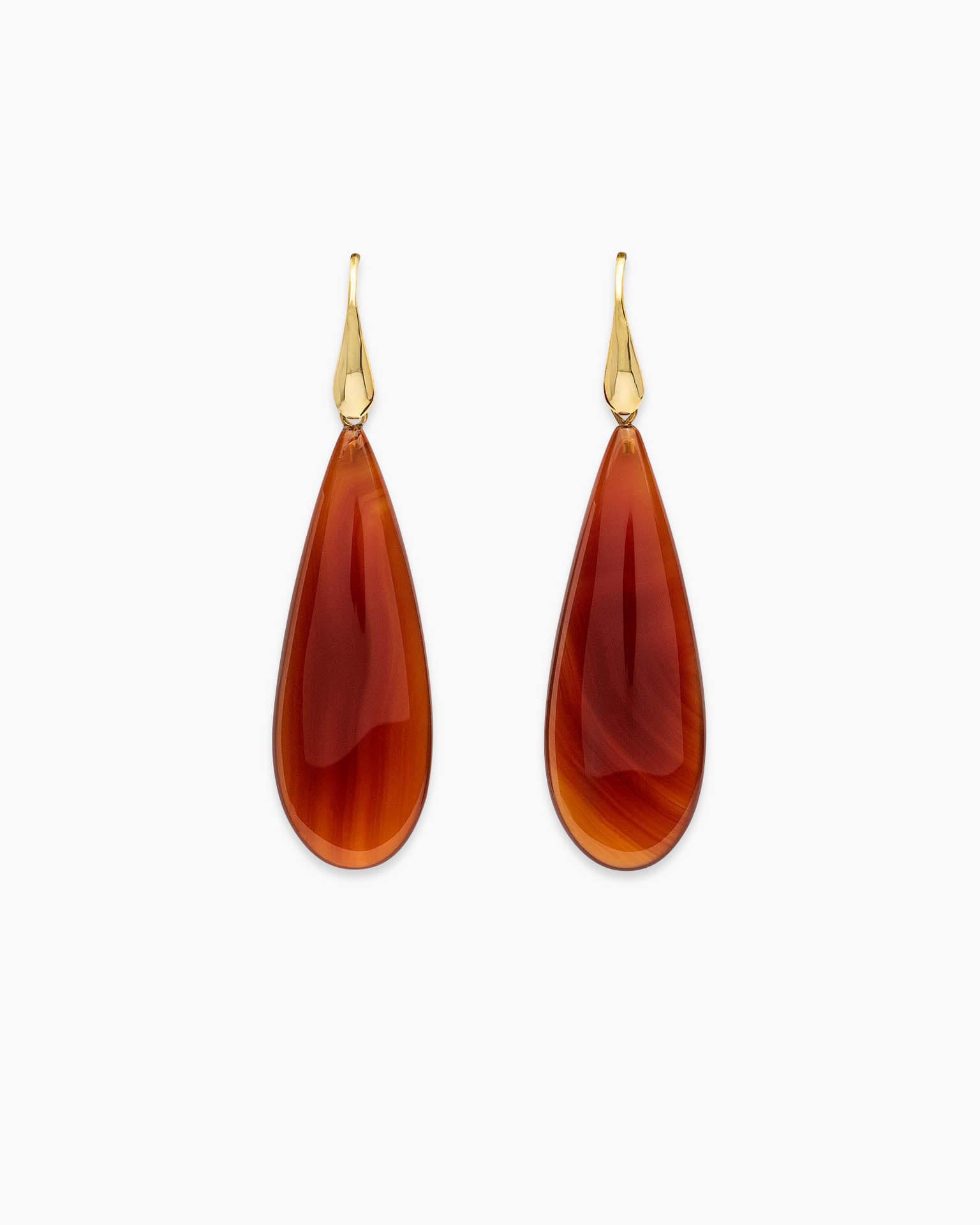 BAZ brown agate earrings with gold-plated hooks